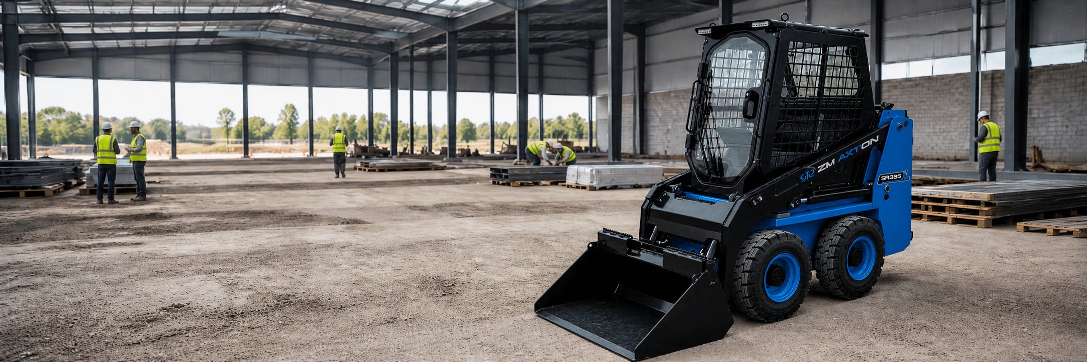 ZM AXTON SR385 Mini Skid Steer on a job site
